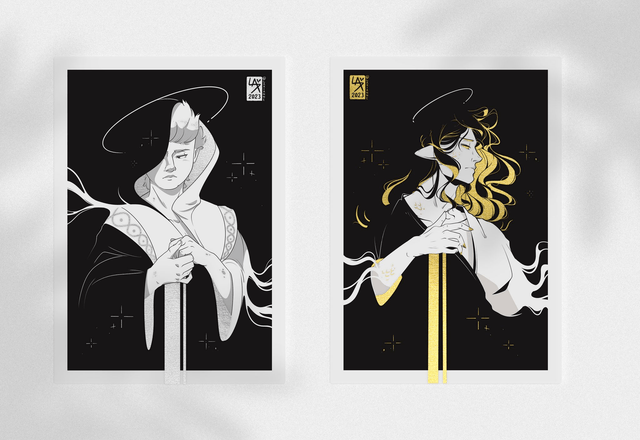 GOLD/SILVER print - Crowley & Aziraphale