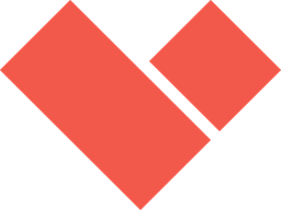 pastel red heart shaped logo in a cubic style, with a cute on the right side